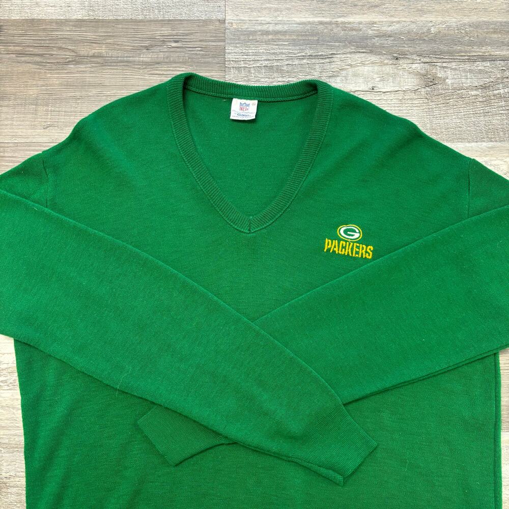 Vintage Green Bay Packers Knit Sweater Mens XL Football V-neck Garan 80s NFL VTG